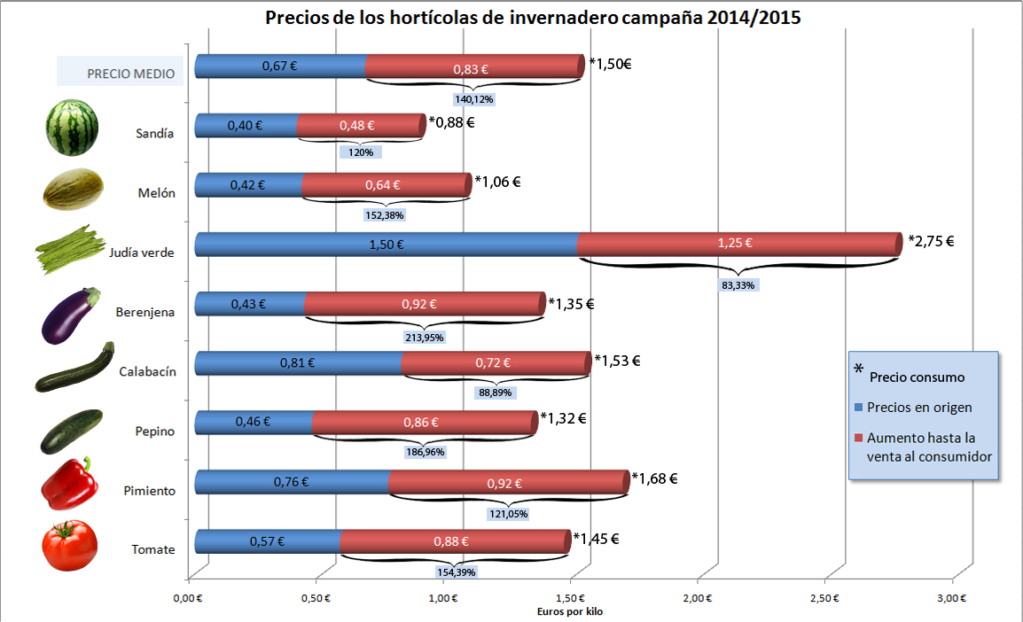 El precio de la berenjena aumenta un 214% del campo a la mesa